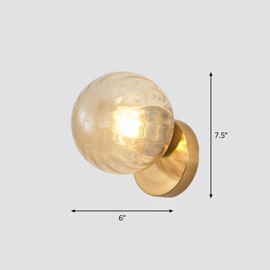 Postmodern 1-Headed Ball Wall Sconce Lamp In Gold - Stairway Lighting / Amber B
