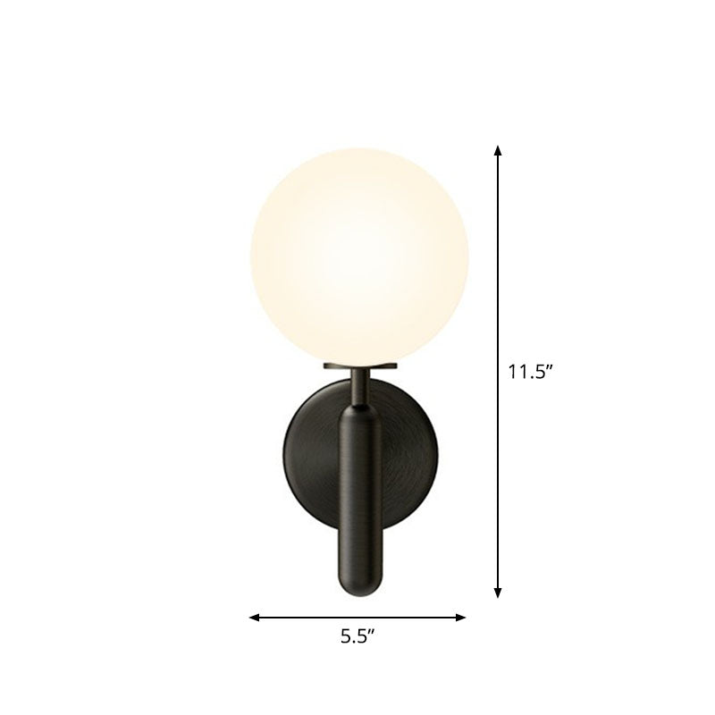 Simplicity Glass Ball Wall Sconce - 1-Light Stairs Mount Lighting Fixture Black / White