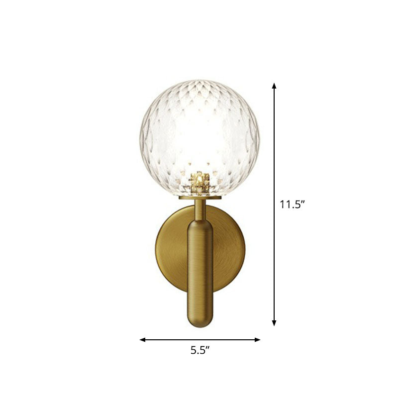 Simplicity Glass Ball Wall Sconce - 1-Light Stairs Mount Lighting Fixture Gold / Clear
