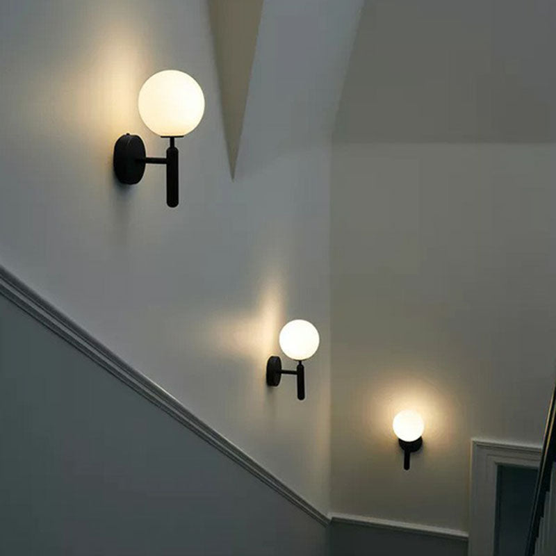 Simplicity Glass Ball Wall Sconce - 1-Light Stairs Mount Lighting Fixture