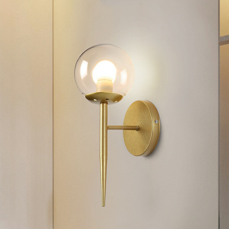 Minimalist Clear Glass Ball Wall Sconce Modern Torch Design For Single Corridor Lighting