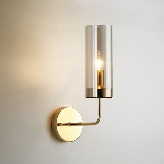Postmodern Glass Tube Wall Sconce With Brass Finish