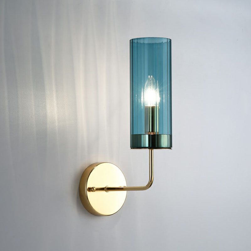 Postmodern Glass Tube Wall Sconce With Brass Finish