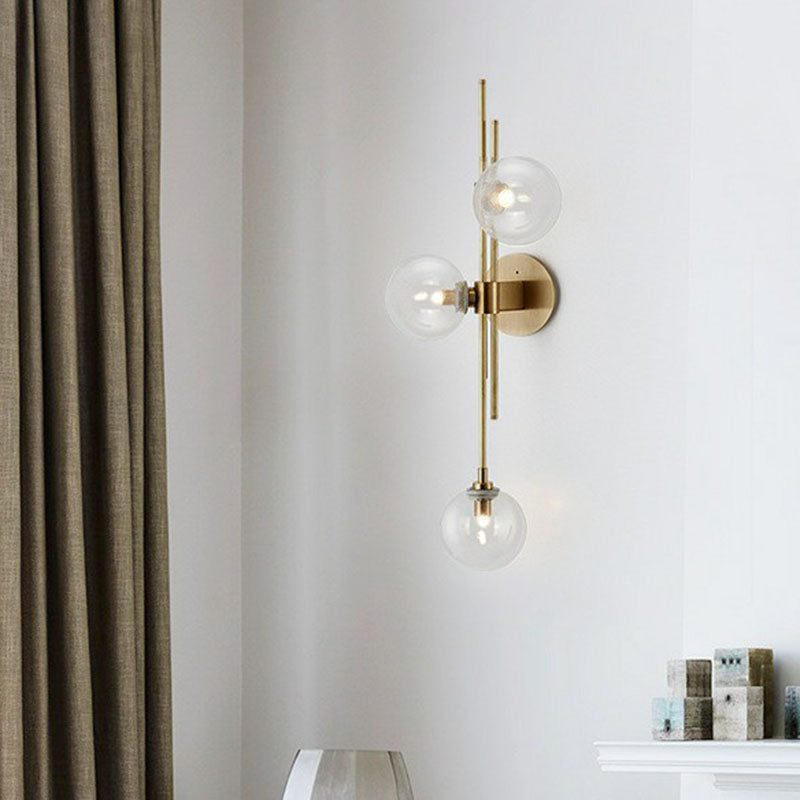 Modo Glass Sconce Lighting: Retro 3-Light Brass Wall Mount For Dining Room