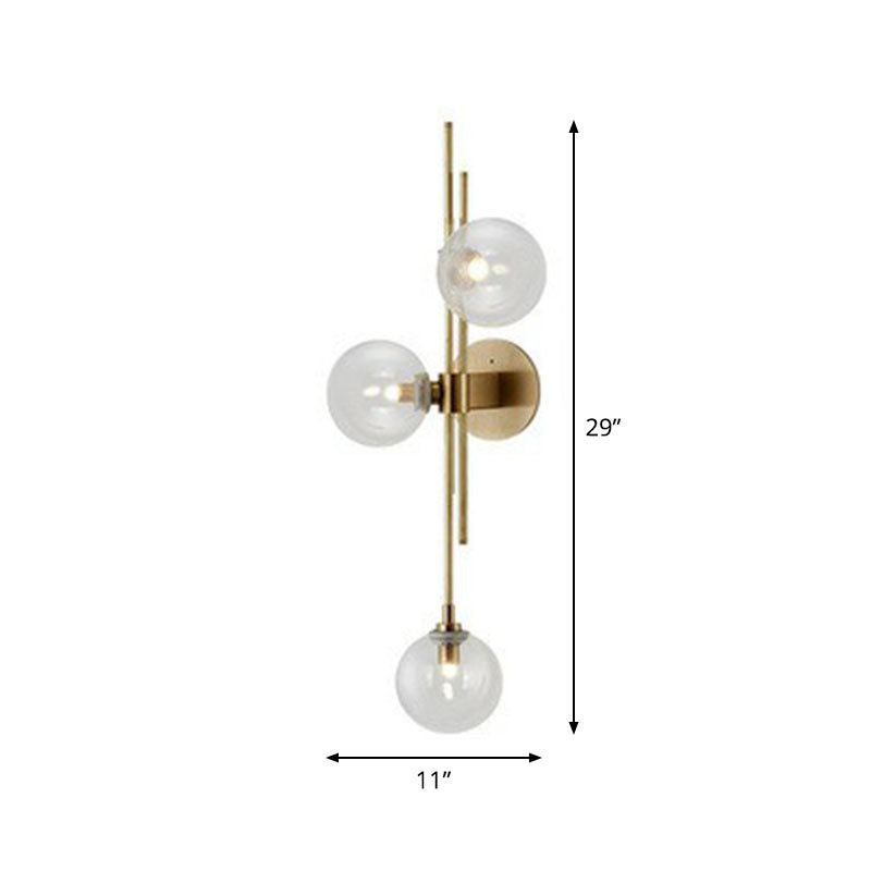 Modo Glass Sconce Lighting: Retro 3-Light Brass Wall Mount For Dining Room