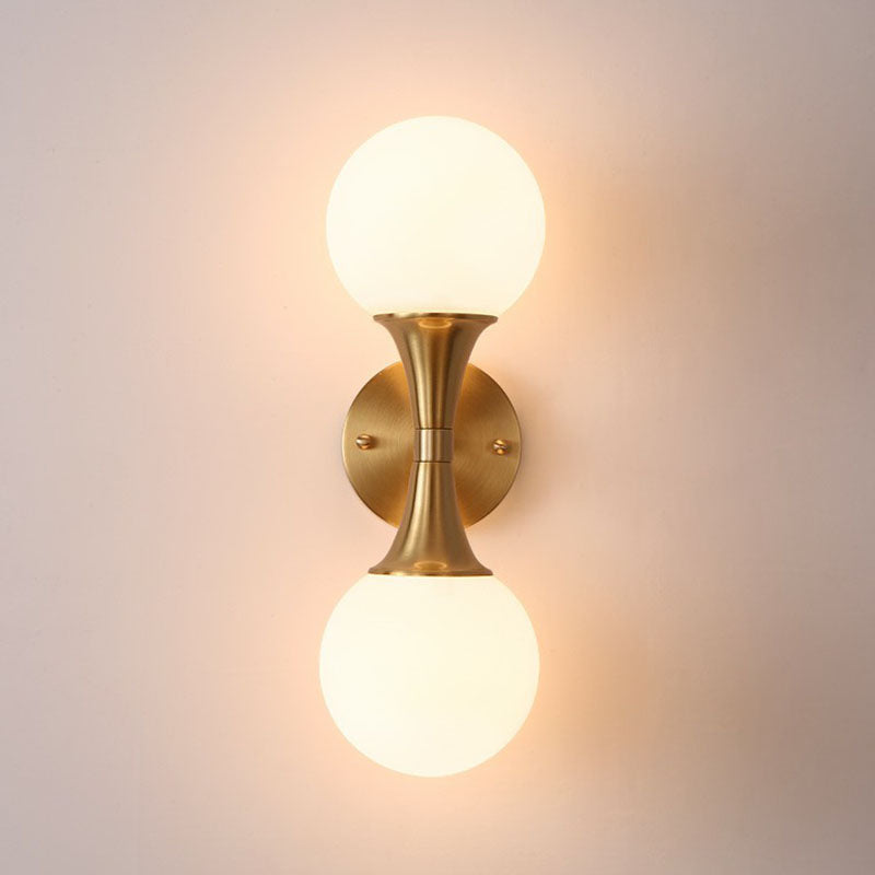 Postmodern Milk Glass Spherical Wall Lamp In Gold - Living Room Lighting 2 /