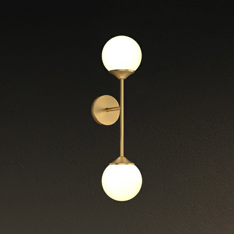 Gold Led Wall Lamp: Minimalist Cream Glass Sconce Light For Dining Room / E