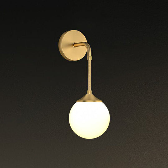 Gold Led Wall Lamp: Minimalist Cream Glass Sconce Light For Dining Room / D