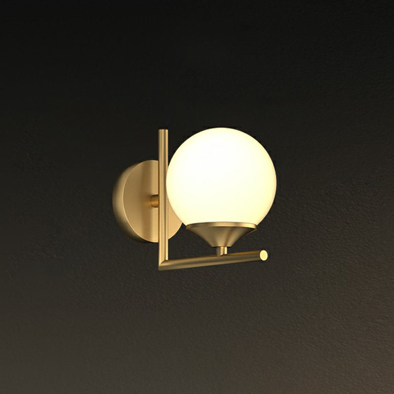 Gold Led Wall Lamp: Minimalist Cream Glass Sconce Light For Dining Room / C