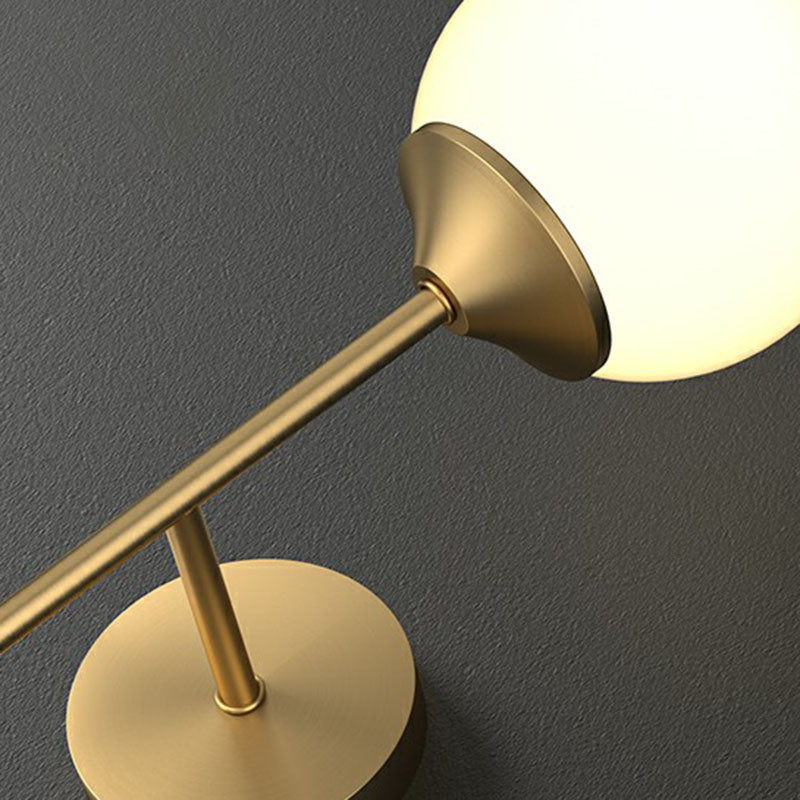 Gold Led Wall Lamp: Minimalist Cream Glass Sconce Light For Dining Room