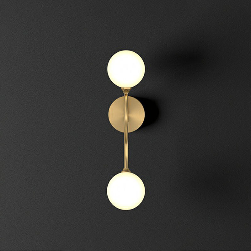 Gold Spherical Artistic Wall Light With Milky Glass Shade - Stylish Mounted Lighting Fixture 2 /