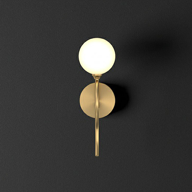 Gold Spherical Artistic Wall Light With Milky Glass Shade - Stylish Mounted Lighting Fixture 1 /