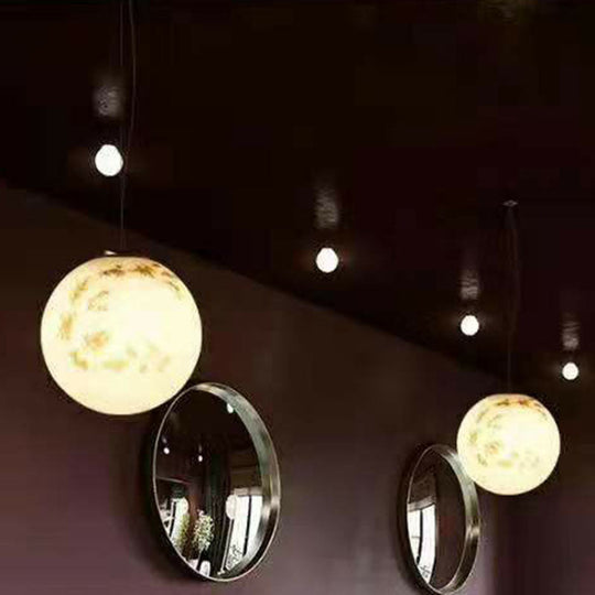 White Moon Hanging Light: Stylish 1-Light Pendant With Acrylic Shade For Restaurants