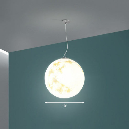 White Moon Hanging Light: Stylish 1-Light Pendant With Acrylic Shade For Restaurants / 10