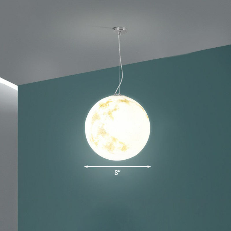 White Moon Hanging Light: Stylish 1-Light Pendant With Acrylic Shade For Restaurants / 8