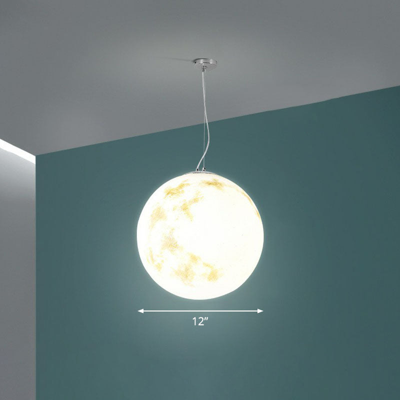 White Moon Hanging Light: Stylish 1-Light Pendant With Acrylic Shade For Restaurants / 12