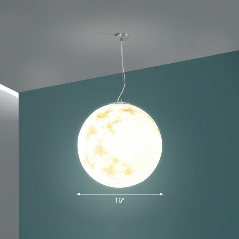 White Moon Hanging Light: Stylish 1-Light Pendant With Acrylic Shade For Restaurants / 16