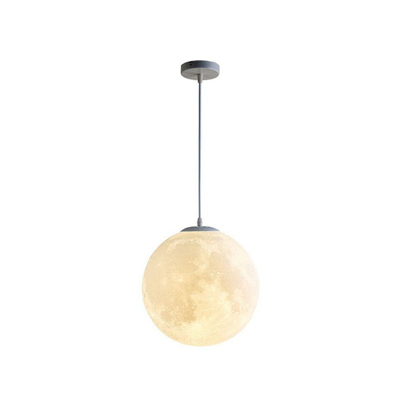 Led Moon Shaped Pendulum Light Fixture In White - Art Deco Pla For Restaurants / 8