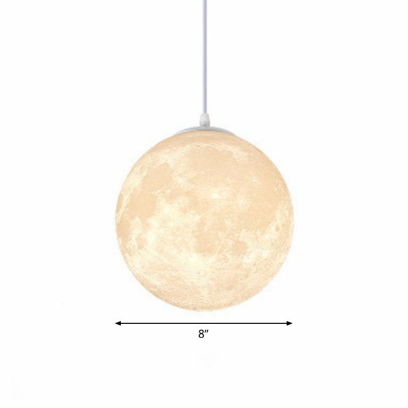 Artistic Moon Restaurant LED Suspension Lamp - White Metal Hanging Ceiling Light