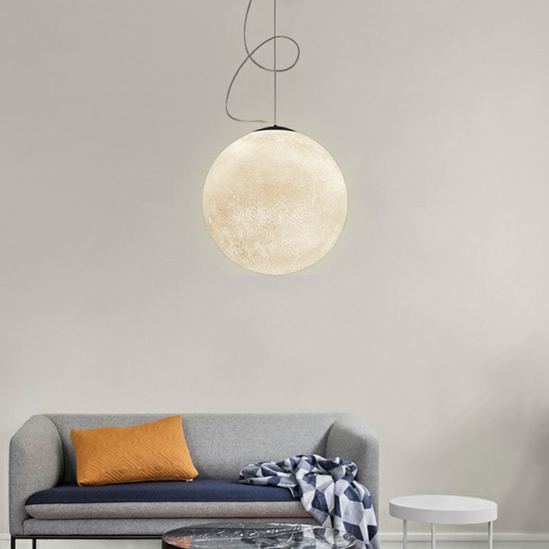 Minimalist Moon Shaped Hanging Lamp: Resin Ceiling Light in White