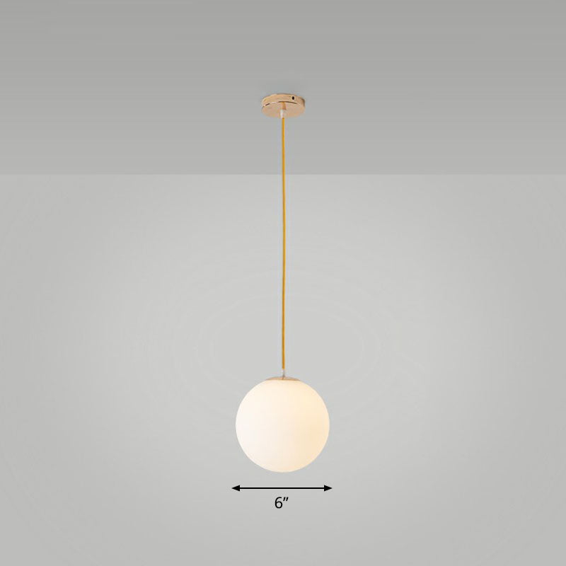 Minimalist White Glass Pendant Light For Table - Spherical Ceiling Suspension / 6