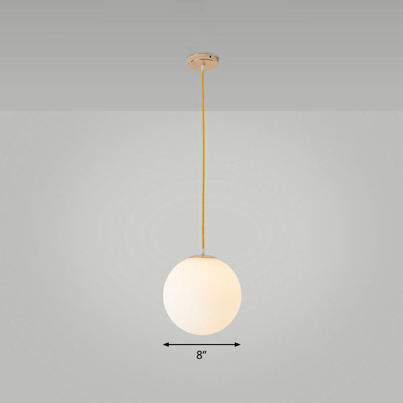 Minimalist White Glass Pendant Light For Table - Spherical Ceiling Suspension / 8