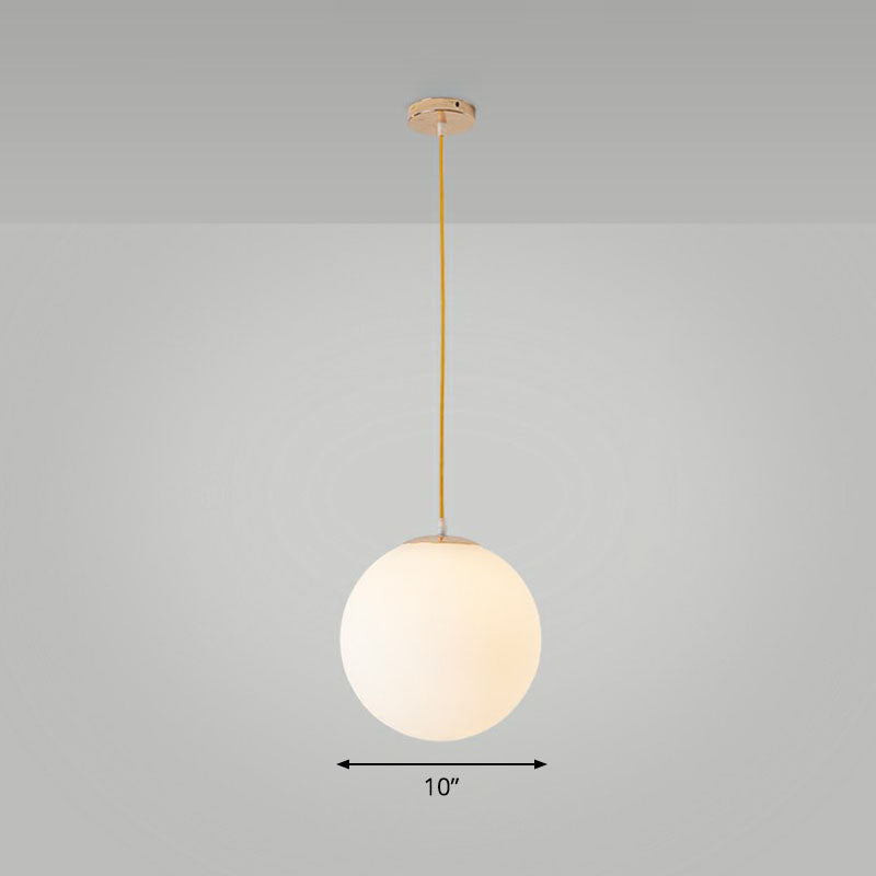 Minimalist White Glass Pendant Light For Table - Spherical Ceiling Suspension / 10