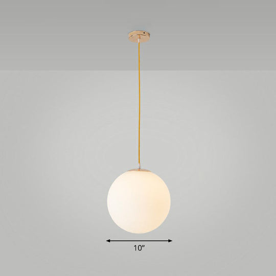 Minimalist White Glass Pendant Light For Table - Spherical Ceiling Suspension / 10