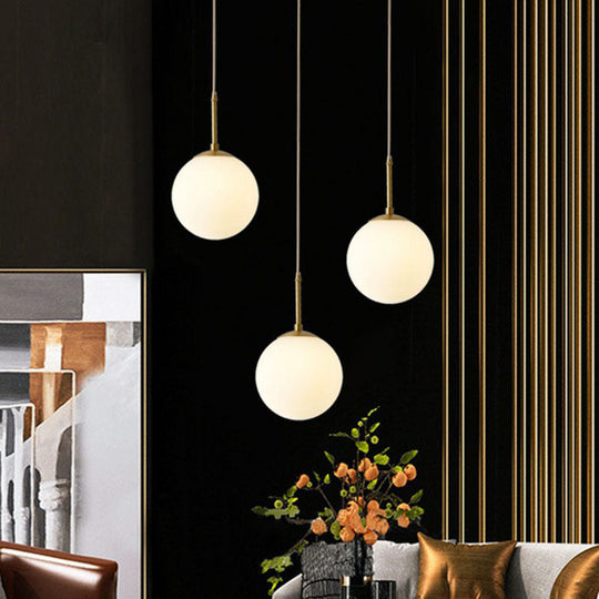 Gold Globe Pendant Light - Cream Glass, 1-Light Simplicity Hanging Fixture