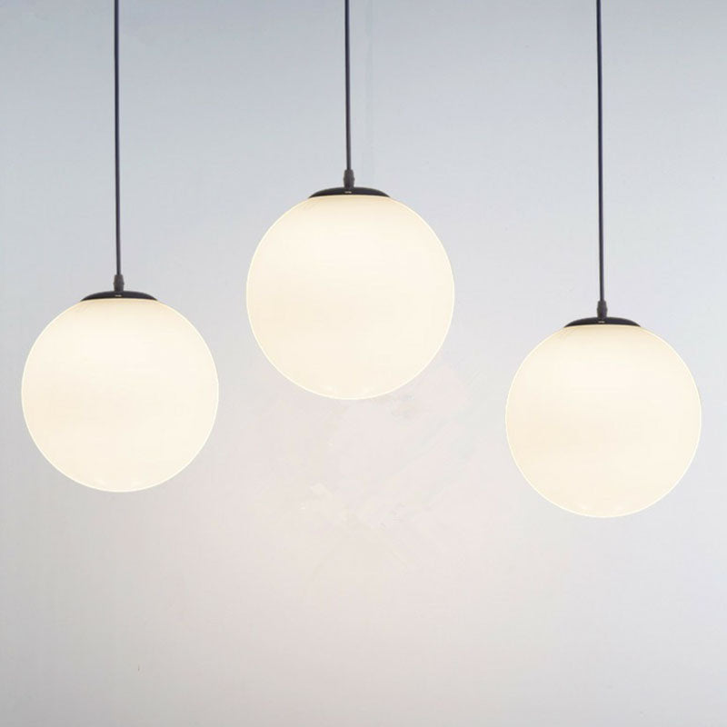 White Glass Pendant Light – Single Sphere Downlight for Restaurants