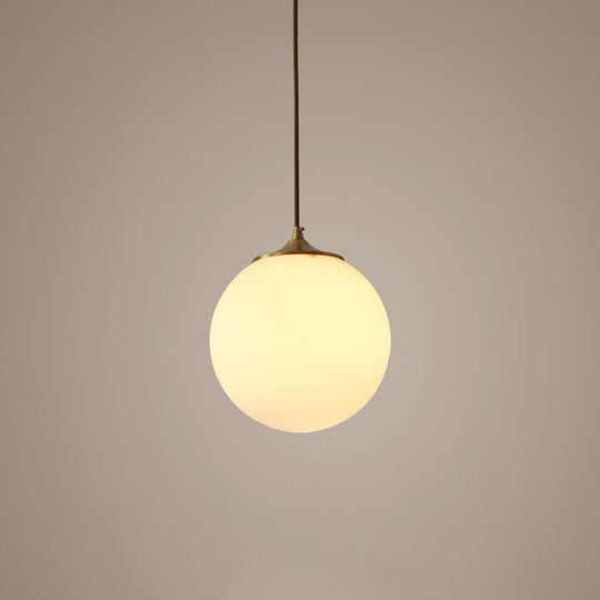 Modern Frosted White Glass Pendant Light for Dining Room with Global Suspension - 1 Bulb