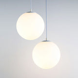 Modern Opaque Glass Hanging Pendant Lamp For Dining Room - White Sphere Design