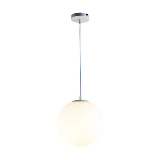 Modern Opaque Glass Hanging Pendant Lamp For Dining Room - White Sphere Design