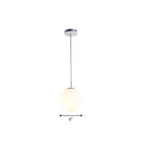 Modern Opaque Glass Hanging Pendant Lamp For Dining Room - White Sphere Design / 6