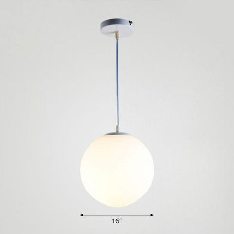 Minimalist Single Restaurant Ceiling Lamp With Opal Glass Shade White / 16