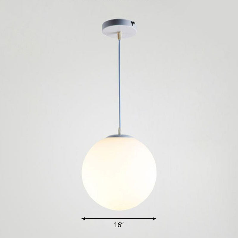 Minimalist Single Restaurant Ceiling Lamp With Opal Glass Shade White / 16