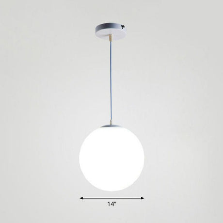 Minimalist Single Restaurant Ceiling Lamp With Opal Glass Shade White / 14