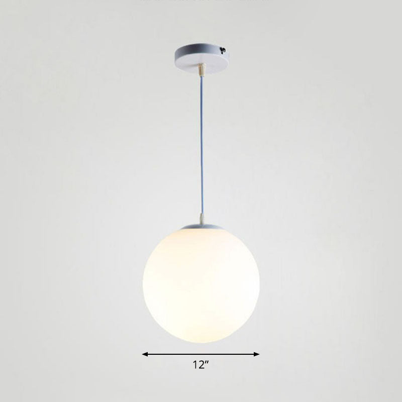 Minimalist Single Restaurant Ceiling Lamp With Opal Glass Shade White / 12