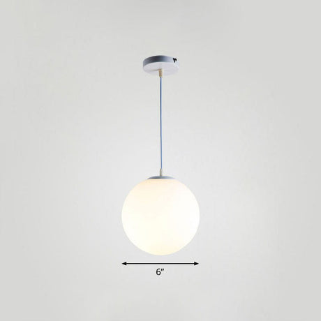 Minimalist Single Restaurant Ceiling Lamp With Opal Glass Shade White / 6