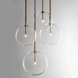 Minimalist Hand-Blown Glass Globe Pendant Light In Gold Finish - Ceiling Hanging Lamp