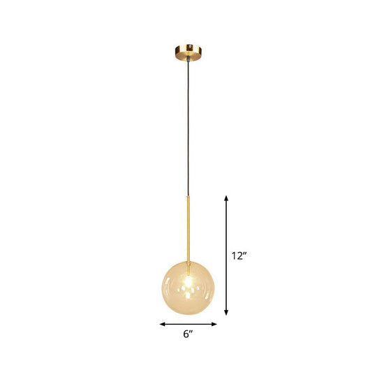Minimalist Hand-Blown Glass Globe Hanging Lamp - Gold Finish Pendant Light
