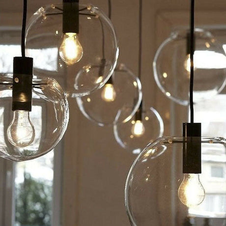 Minimalist Clear Glass Globe Pendant Light For Restaurants