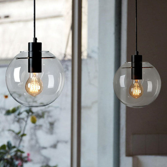 Minimalist Clear Glass Globe Pendant Light For Restaurants