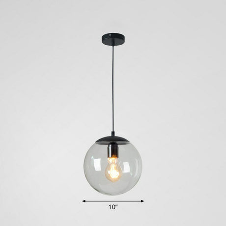 Minimalist Clear Glass Globe Pendant Light For Restaurants Black / 10 B