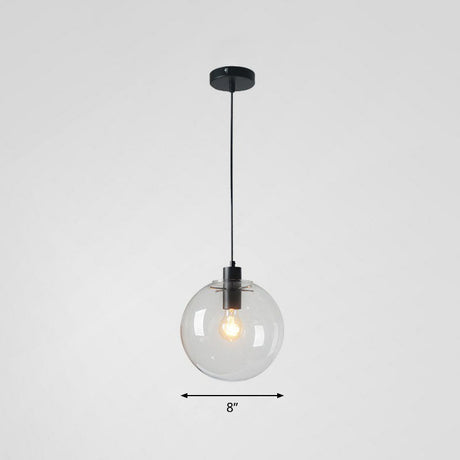 Minimalist Clear Glass Globe Pendant Light For Restaurants Black / 8 A