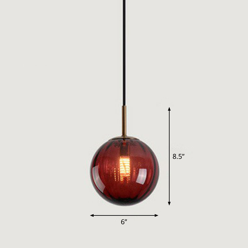Contemporary Multi-Color Glass Ball Pendulum Light for Dining Table - 1 Head Ceiling Pendant