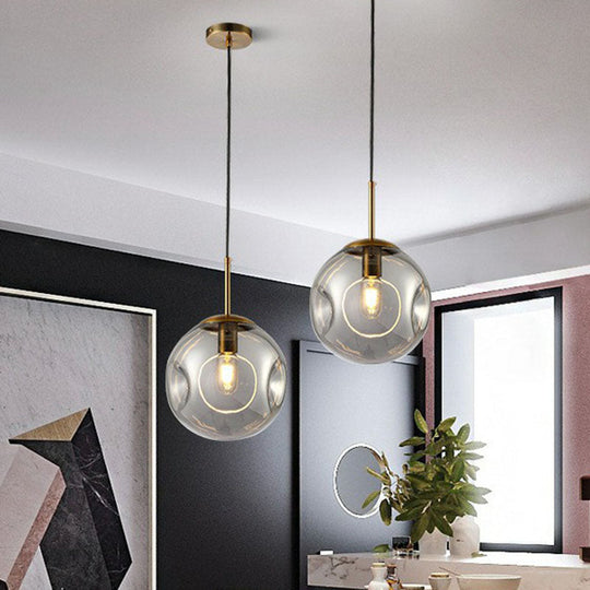 Modern Glass Dimpled Ball Pendant Lamp - Dining Room Ceiling Suspension Lighting 1 Bulb