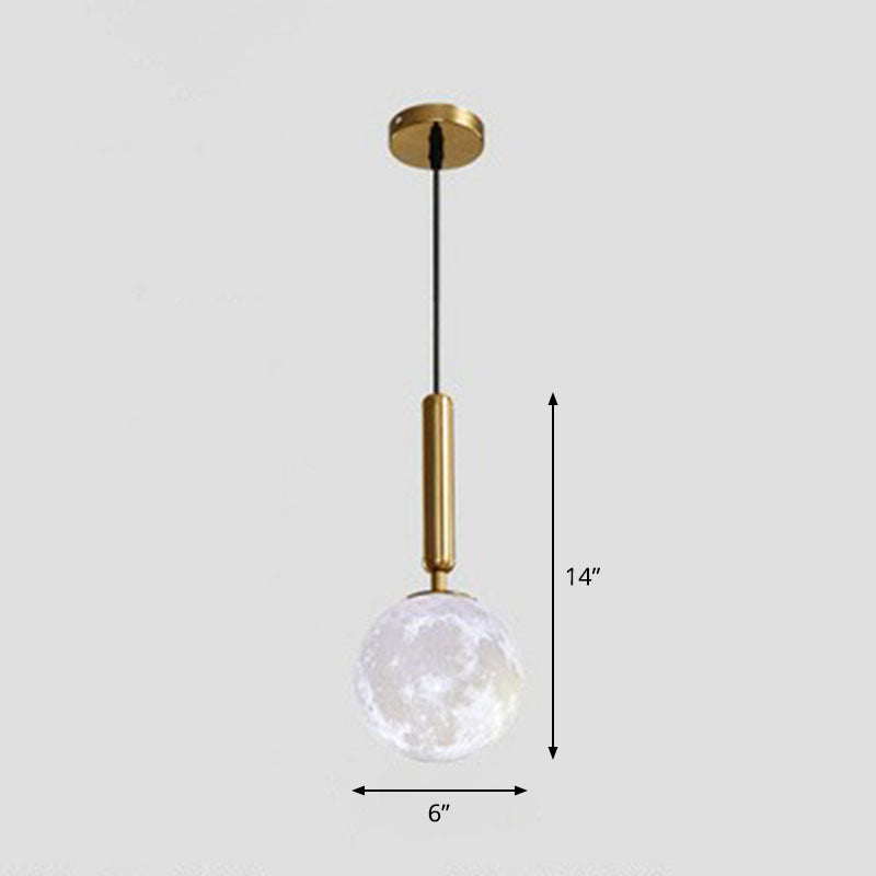 Minimalist Metal Crescent Pendant Light - 3D Printed Moon Shape Single Hanging Lamp