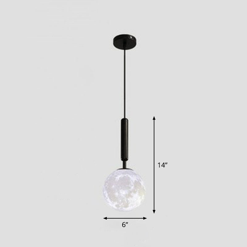 Minimalist 3D Printed Moon Pendant Light - Creative Metal Hanging Lamp