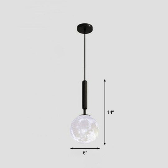 Minimalist 3D Printed Moon Pendant Light - Creative Metal Hanging Lamp